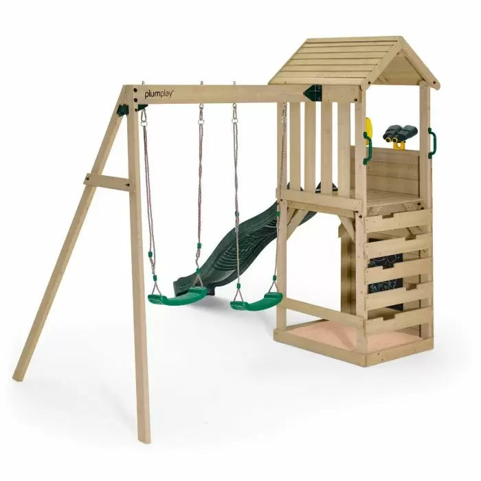 Plum Lookout Tower Playcentre with Swings | Wooden Adventure Climbing Frame for Kids (Incl. Free Perth Delivery)