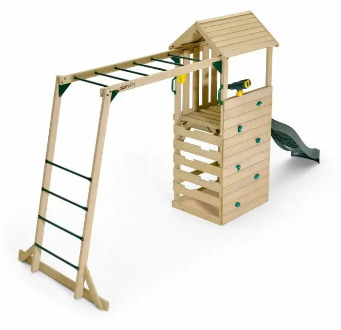 Plum Lookout Tower Playcentre with Monkey Bars | Wooden Adventure Playset for Kids (Incl. Free Perth Delivery)