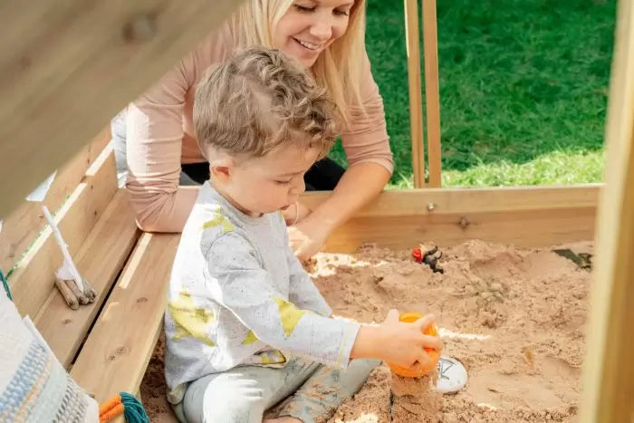 Plum Sandpit with Canopy | Large Wooden Sandbox for Outdoor Play