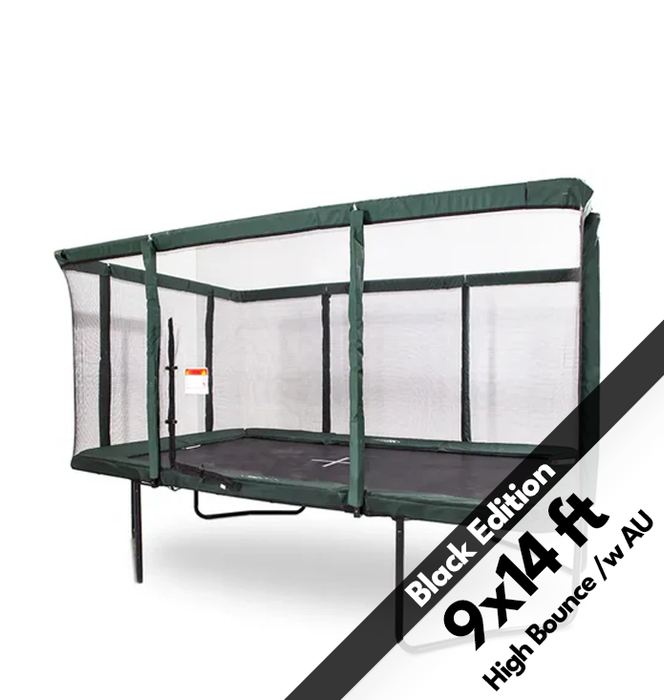 GeeTramp Force 9x14ft Rectangle Trampoline - Black Edition - High Bounce /w AU Springs