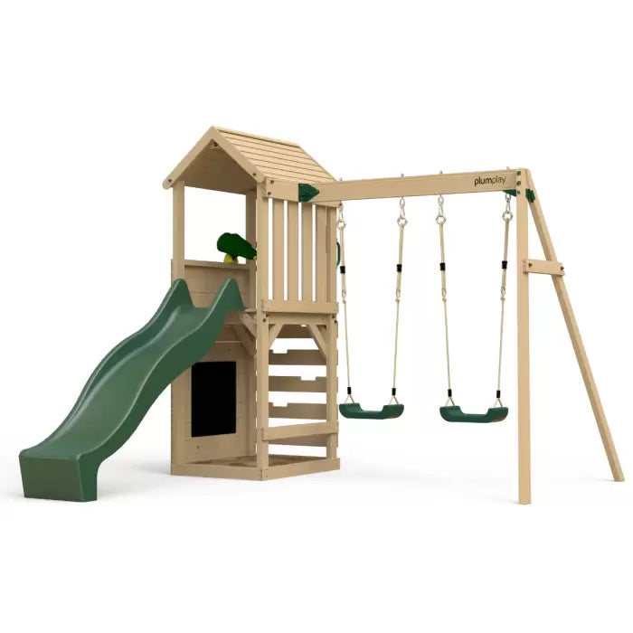 Plum Lookout Tower Playcentre with Swings | Wooden Adventure Climbing Frame for Kids (Incl. Free Perth Delivery)